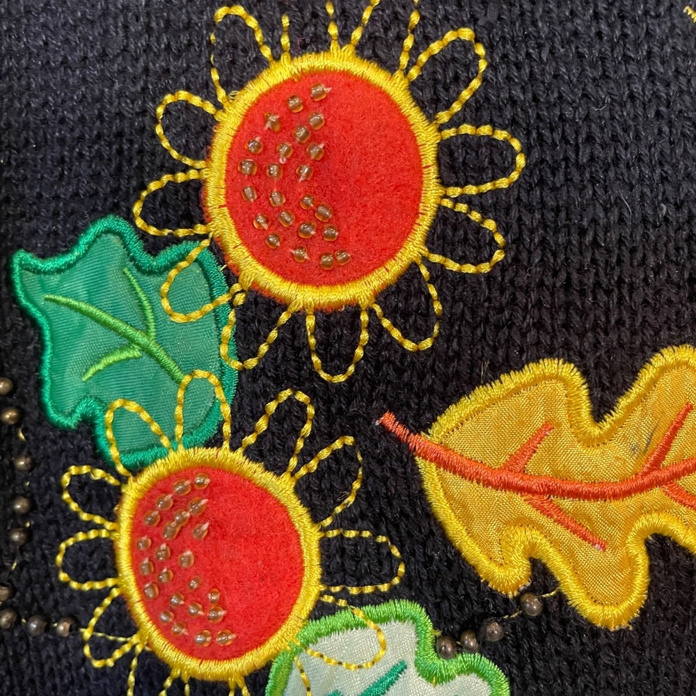 Holiday Editions Fall Embroidered Vest Women's 1X Leaf Pumpkin Grandma Sweater